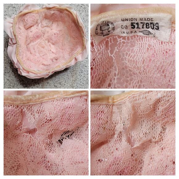 VTG Union Made MCM Light Pink Chiffon Floral Veiled Hat Pillbox Kentucky Derby - Picture 10 of 16